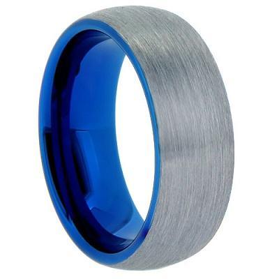 COOL RING BLUE 8mm TUNGSTEN RING - www.mensrings.co.nz