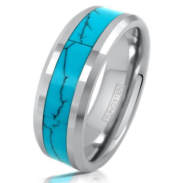 AQUA 8mm TUNGSTEN MEN'S RING - www.mensrings.co.nz