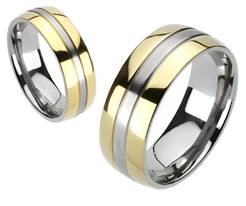 AVANTE - TWO TONED GOLD MENS RING - www.mensrings.co.nz