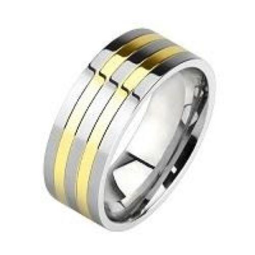 ACED - GOLD AND SILVER STRIPED MENS RING - www.mensrings.co.nz