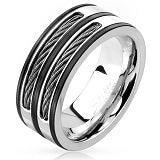 BLACK STRIPE 8mm MEN'S RING - www.mensrings.co.nz