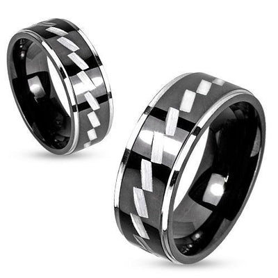 ZIG ZAGGED 8mm MENS RING - www.mensrings.co.nz