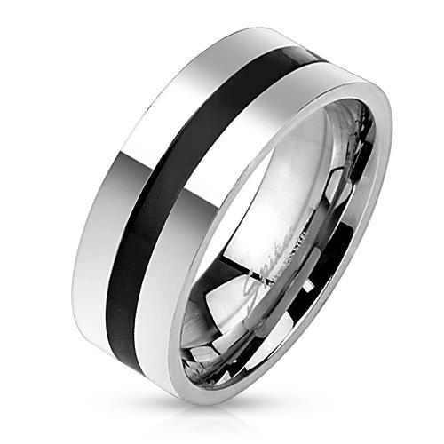 BLACK LINE 8mm MENS RING - www.mensrings.co.nz