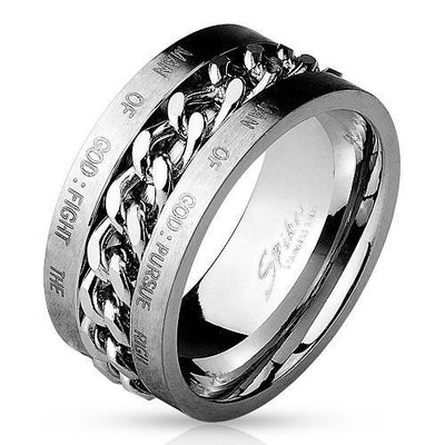 CHAIN SPINNER MENS STEEL RING - www.mensrings.co.nz