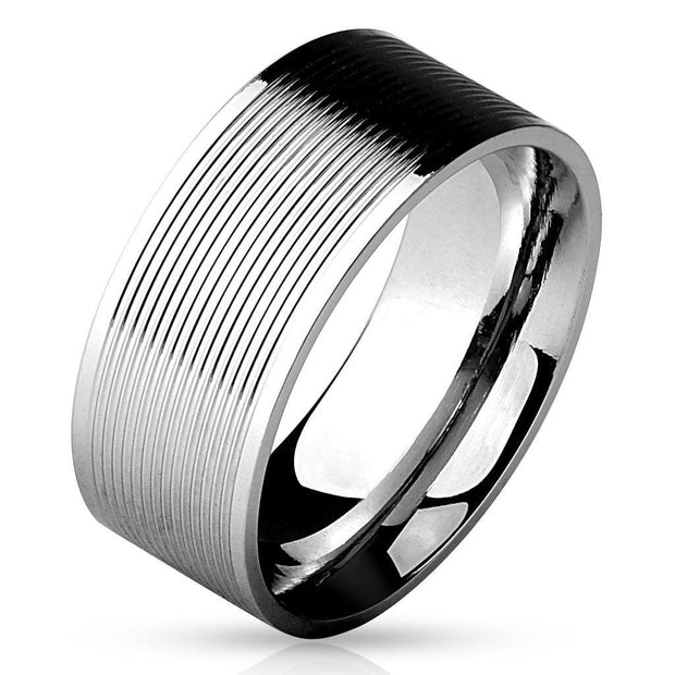 Groovy Mens Steel Ring - www.mensrings.co.nz