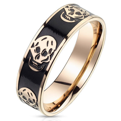 Black Skull 8mm Mens Ring - www.mensrings.co.nz