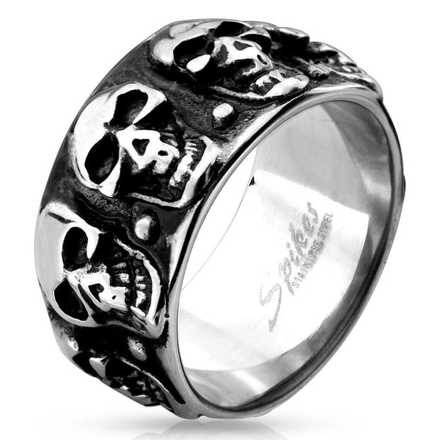 Skull Pattern Cast Stainless Steel Ring - www.mensrings.co.nz