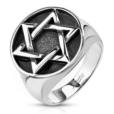 STAR OF DAVID MENS 8MM RING - www.mensrings.co.nz