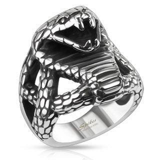 Fierce Cobra Wide Cast Ring Stainless Steel - www.mensrings.co.nz