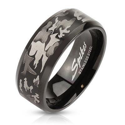 NITE CAMO 8mm MENS RING - www.mensrings.co.nz