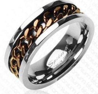 AROMA - ROSE BROWN CHAIN MENS RING - www.mensrings.co.nz