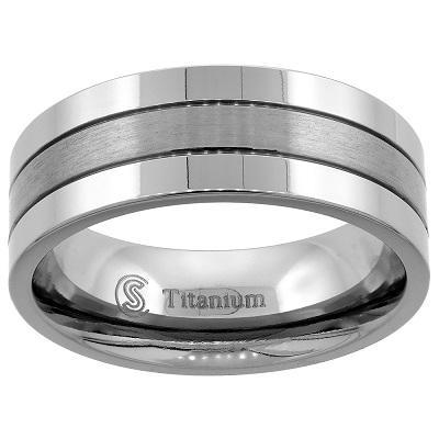 ARISTON - BRUSHED CENTRE MENS RING - www.mensrings.co.nz