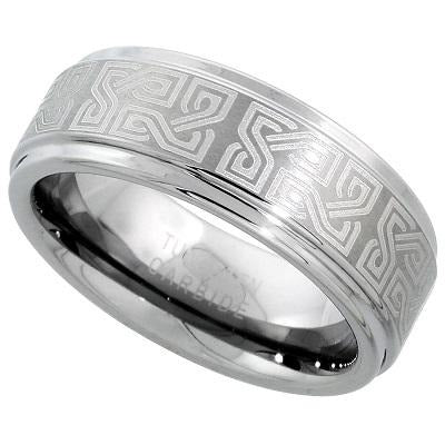 EXIT 8mm MENS TUNGSTEN RING - www.mensrings.co.nz