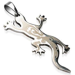 Gecko Pendant 316L Surgical Steel - www.mensrings.co.nz