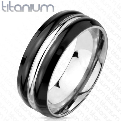 SILVER LINE 8MM MEN'S WEDDING RING - www.mensrings.co.nz