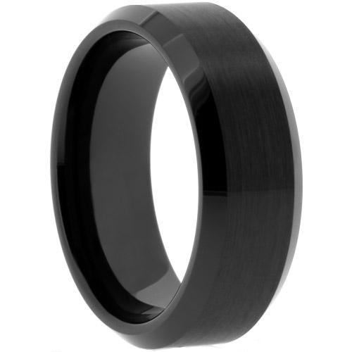 SIMPLY BLACK 8mm Men's Tungsten Ring - www.mensrings.co.nz