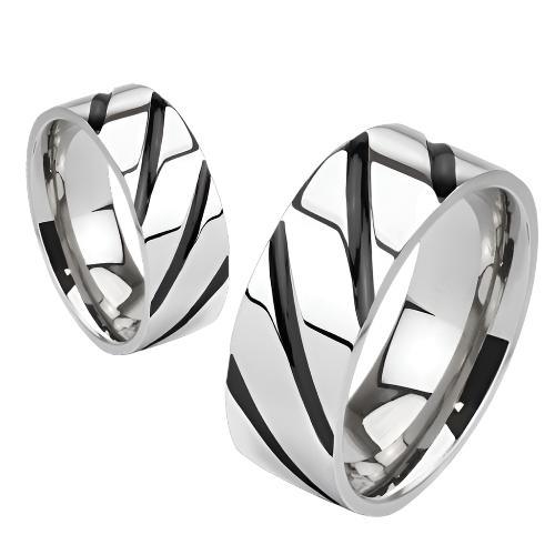 BLACK STRIP 8mm MEN'S TITANIUM RING - www.mensrings.co.nz