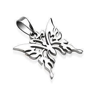 Butterfly Pendant 316L Surgical Steel - www.mensrings.co.nz