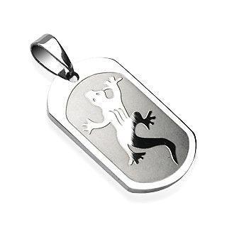 Gecko Engraved 316L Surgical Steel Pendant - www.mensrings.co.nz