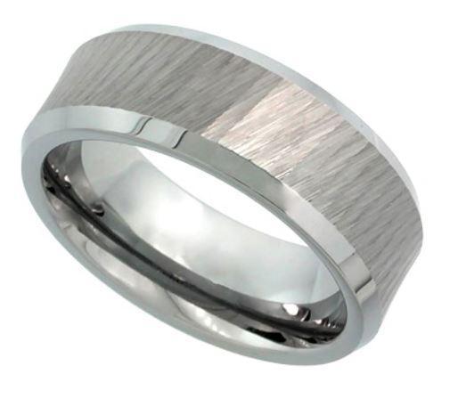 SILVER LINING 8mm TUNGSTEN MEN'S RING - www.mensrings.co.nz