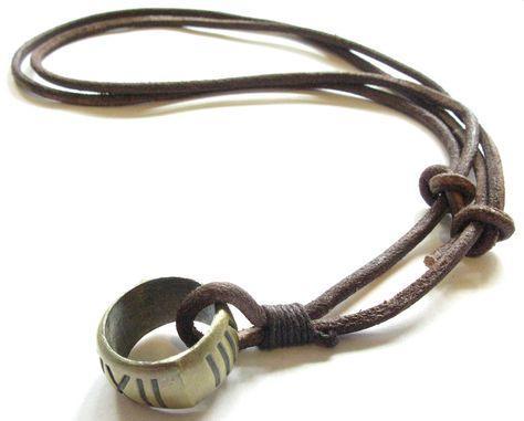 Vintage Ring Leather Necklace - www.mensrings.co.nz